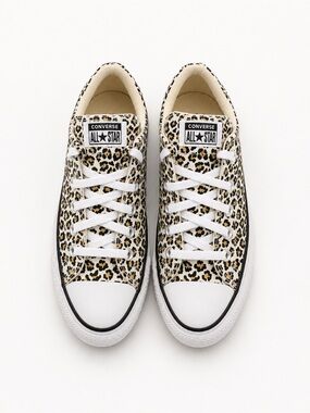 Converse All Star Women’s Leopard Print Low Top Sneakers - White/Tan